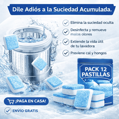 Pack 12 pastillas limpia lavadora - Deja Tu Lavadora como Nueva